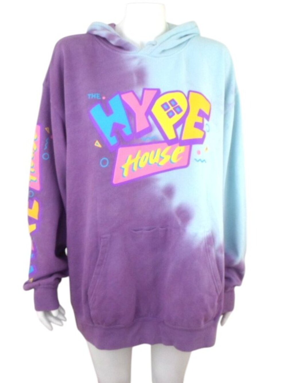 Hype House Purple Blue Tie Dye Graphic Hoodie Sweatshirt Oversized